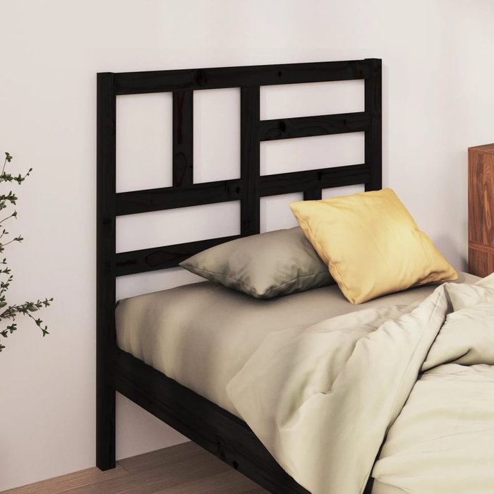 Cabecero de cama madera maciza de pino negro 81x4x104 cm - comfortxl