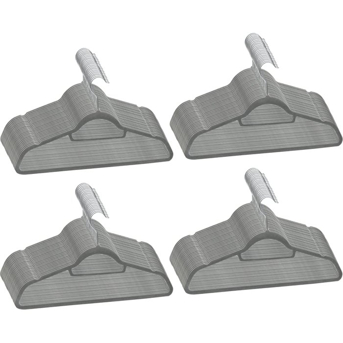 Juego de perchas ropa 100 uds antideslizantes terciopelo gris