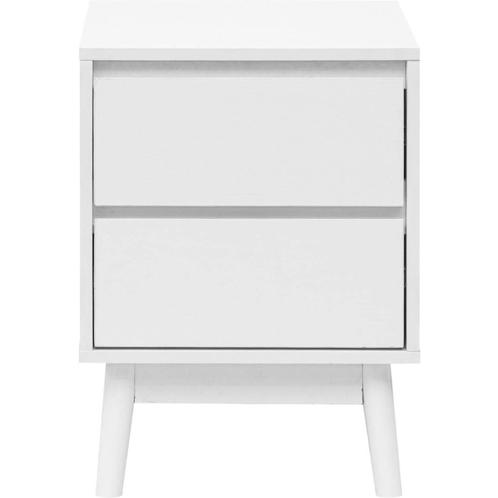 Mesita de noche rebecca mobili 2 cajones multiuso blanco mdf estilo escandinavo