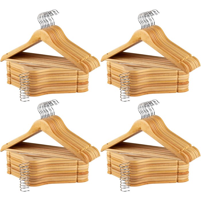 Max home pack 80 perchas de madera color natural