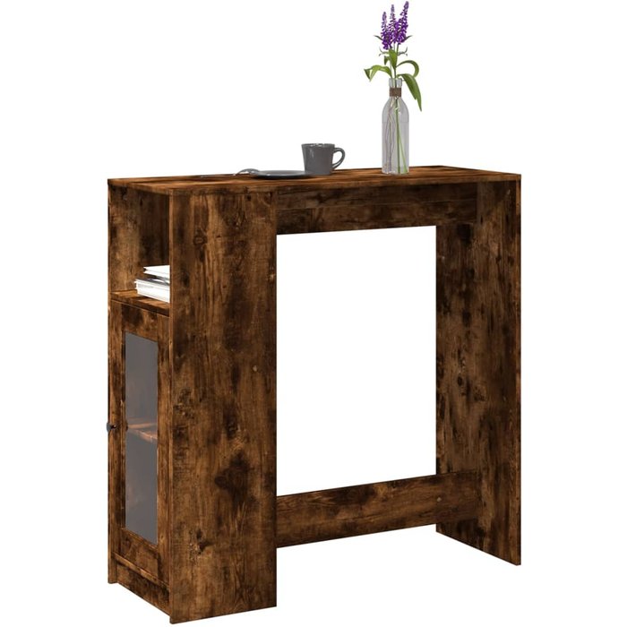 Mesa de bar con estantes de madera contrachapada de roble ahumado