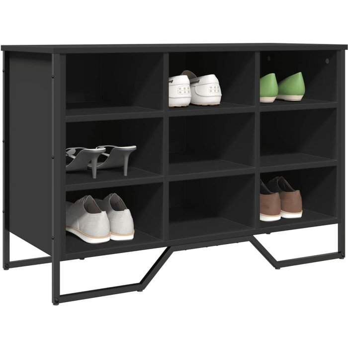 Zapatero negro 90x38x61,5 cm de madera contrachapada