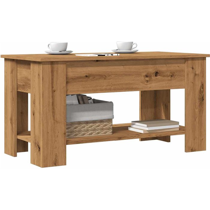 Mesa de centro madera de ingeniería roble artesanal 101x49x52cm