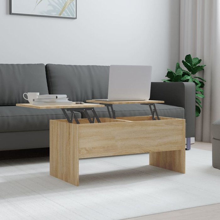 Mesa de centro roble sonoma 102x50,5x46,5 cm madera contrachapada