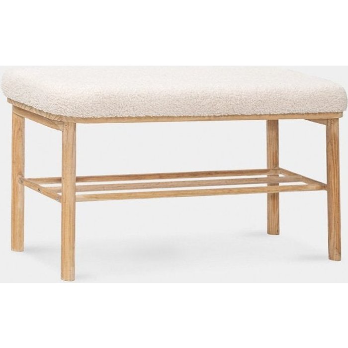 Pie de cama de borreguito blanco 90x46 cm