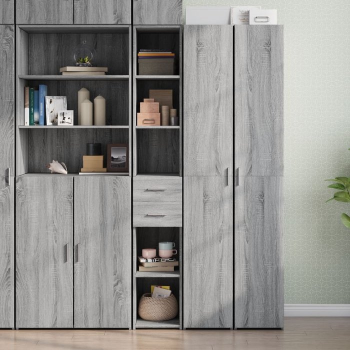 Aparador alto sonoma gris 30x42,5x185 cm madera contrachapada
