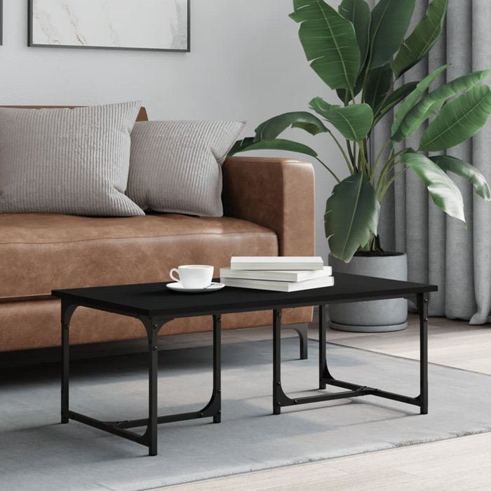 Mesa de centro negro 90x50x35 cm madera contrachapada