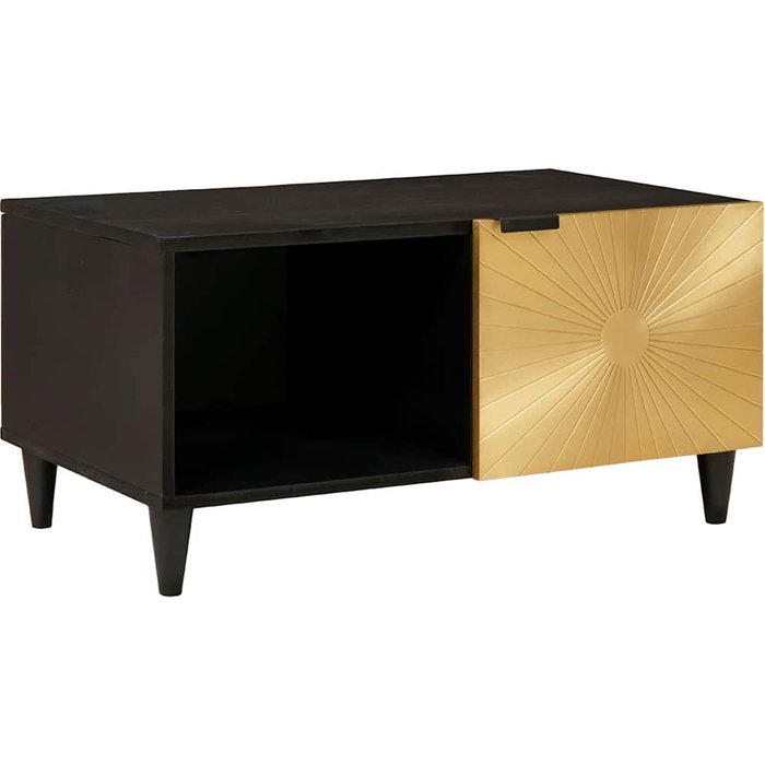 Mesa de café negro y dorado 80 x 50 x 40 cm