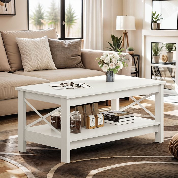 Mesa de centro balconera - 100x55,3x45cm - blanco