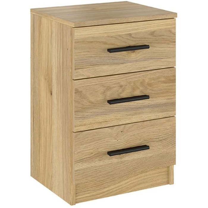Mesita de noche new aura 3 cajones natural 59,5x39,6x33,5 cm