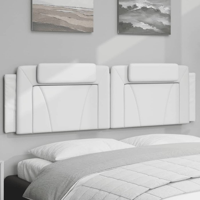 Cabecero de cama acolchado cuero sintético blanco 183 cm