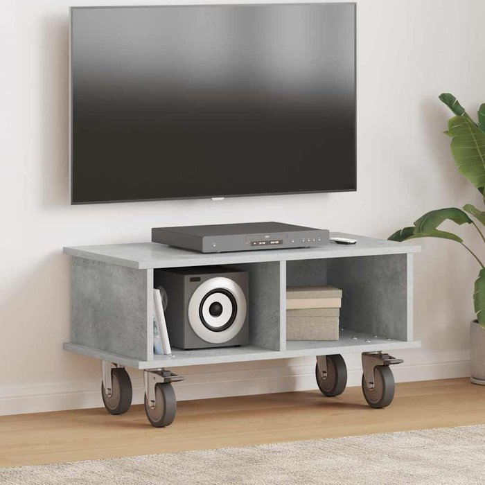 Mueble de tv, gris hormigón, 68,5 x 35 x 35 cm, madera de ingeniería