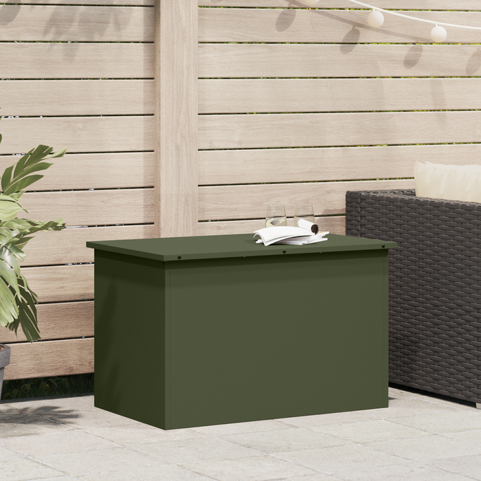 Vidaxl caja de almacenamiento exterior verde oliva 80 x 50.5 x 50 cm