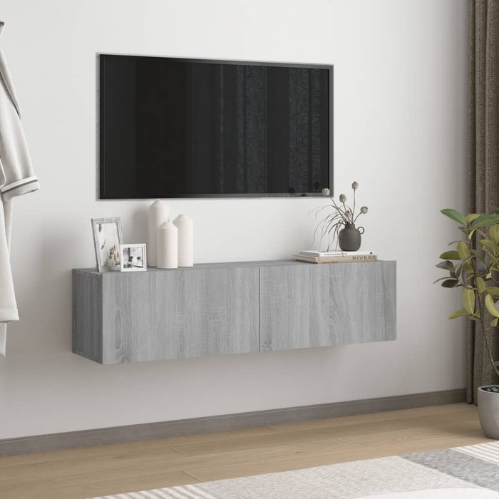 Mueble de pared para tv sonoma gris 120x30x30 cm madera de ingeniería