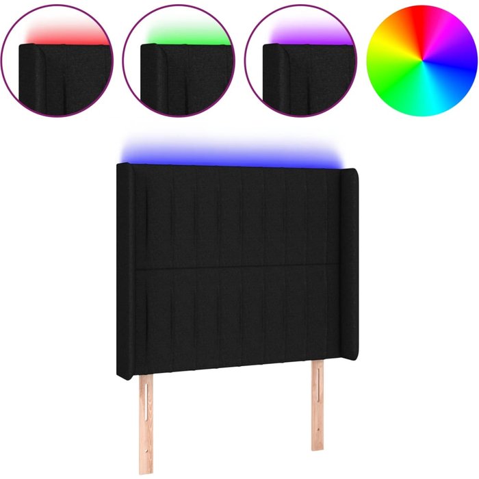 Cabecero cama - mueble cabecero con led de tela negro 103x16x118/128 cm