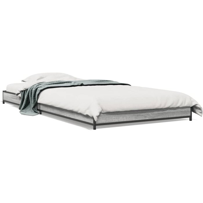 Vidaxl estructura cama madera ingeniería metal gris sonoma 75x190 cm