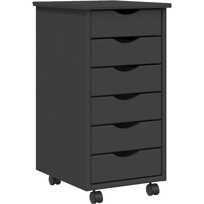 Cómoda con ruedas de pino macizo gris musgo - comfortxl