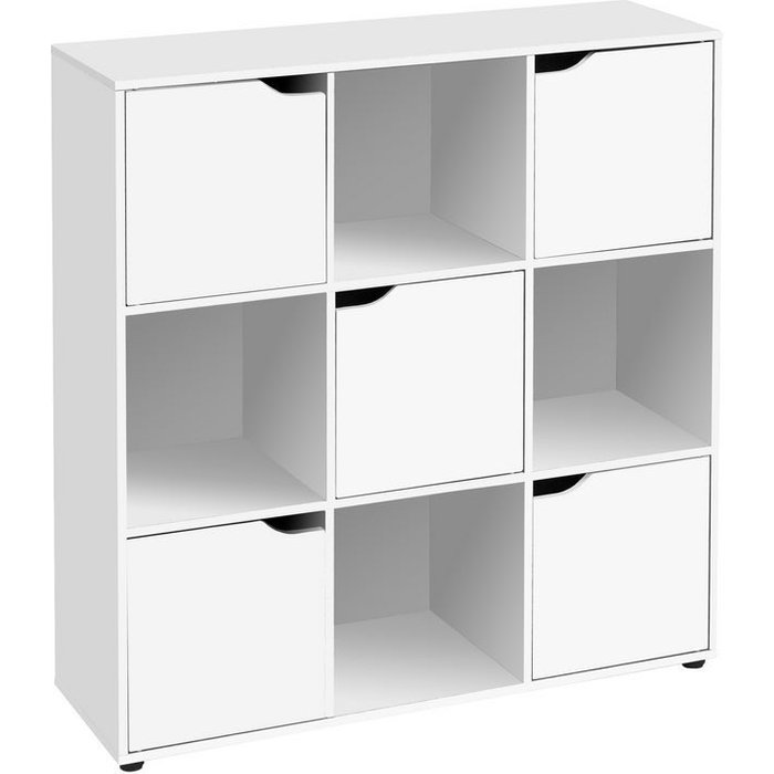 Estantería diseño cubo con 5 puertas de mdf blanca de 89x29x90 cm