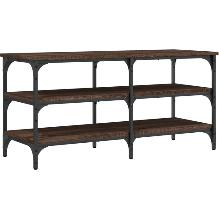 Banco zapatero madera de ingeniería marrón roble 100x38,5x49 cm - comfortxl