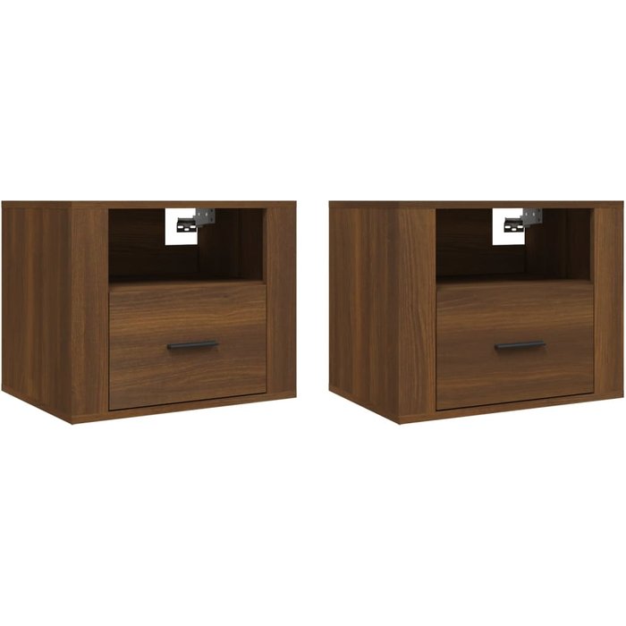 Mesitas de noche de pared 2 uds roble marrón 50x36x40 cm