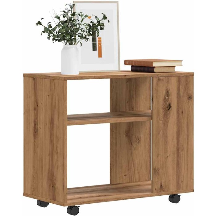 Mesa auxiliar artesanal de roble 70x35x55 cm de madera de contrachapada