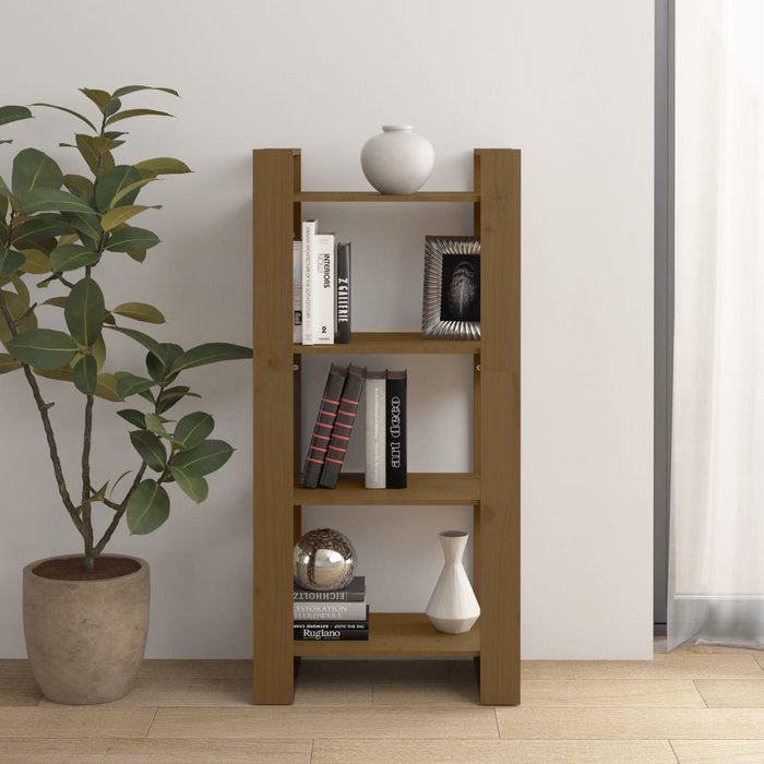 Librería/separador marrón miel 60x35x125 cm madera maciza