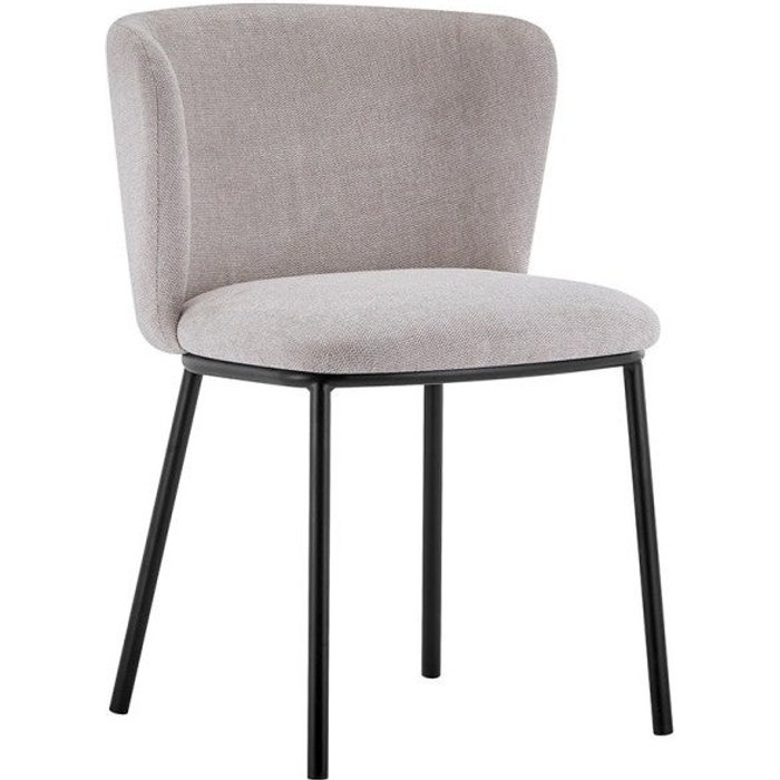 Silla arthus – tela beige con patas de metal negro – h76 × l52 × p54 cm