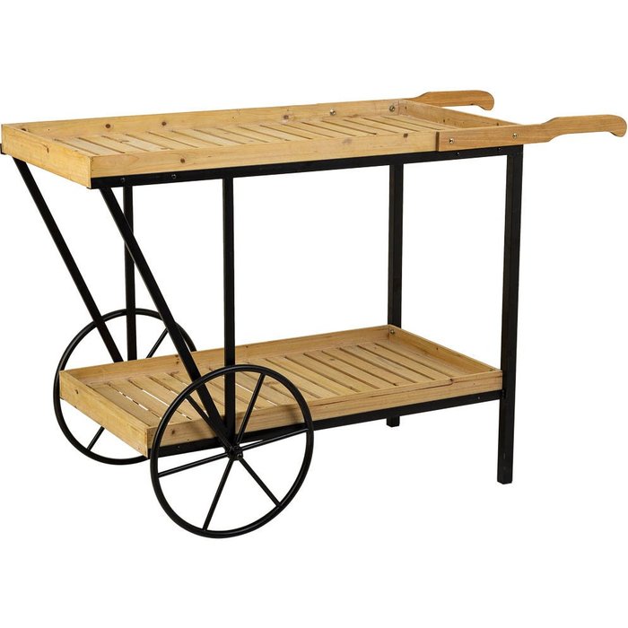 Carro expositor de metal y madera marrón 125x50x80