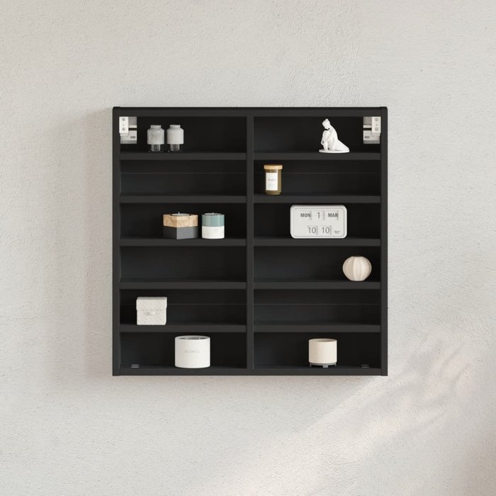 Vitrina negra, 60x8,5x58 cm, madera de ingeniería.