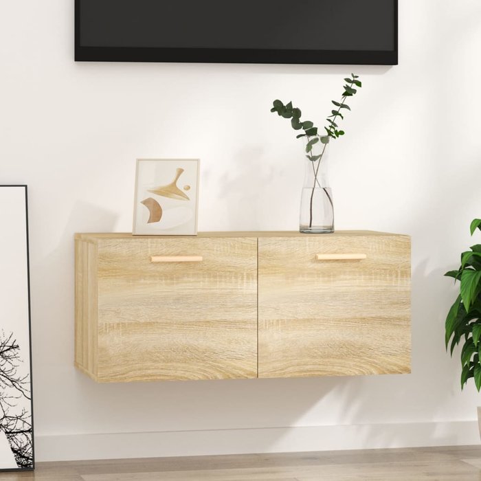 Armario de pared, roble sonoma, 80x35x36,5 cm, madera de ingeniería.