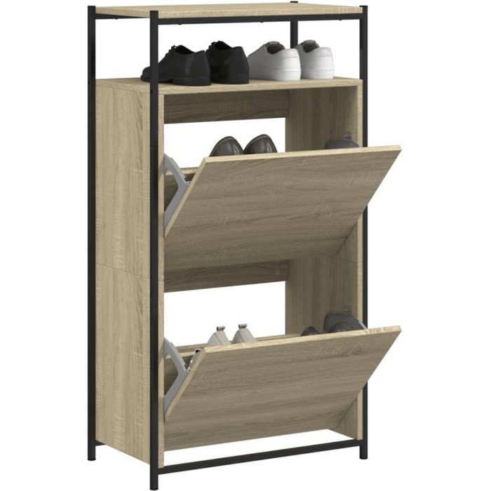 Vidaxl zapatero de madera de ingeniería roble sonoma 60x34x112 cm