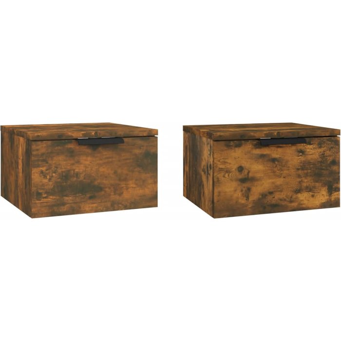 Mesitas de noche de pared 2 uds color roble ahumado 34x30x20 cm - comfortxl