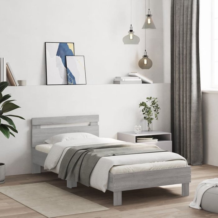 Maison exclusive - cama con cabecero madera de ingeniería gris sonoma 100x200 cm