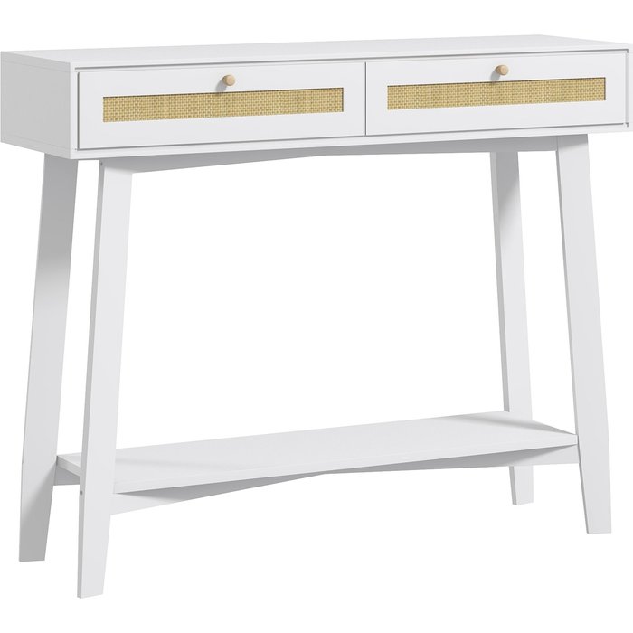 Console table homcom melamina de madera blanco 100x30x81 cm 837-440v00wt