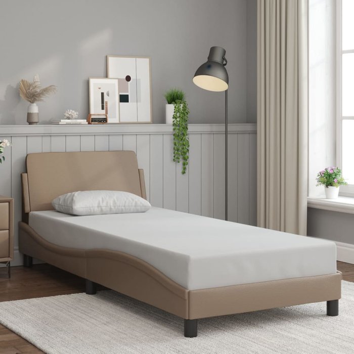 Estructura de cama dover cuero sintético capuchino 80x200 cm