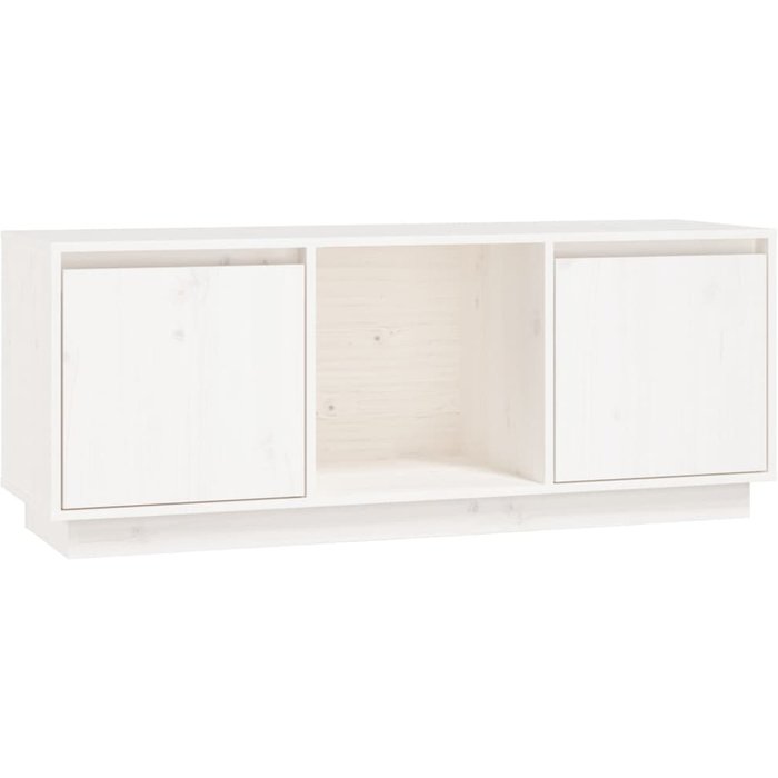 Mueble tv blanco 110,5x35x44 cm madera maciza de pino