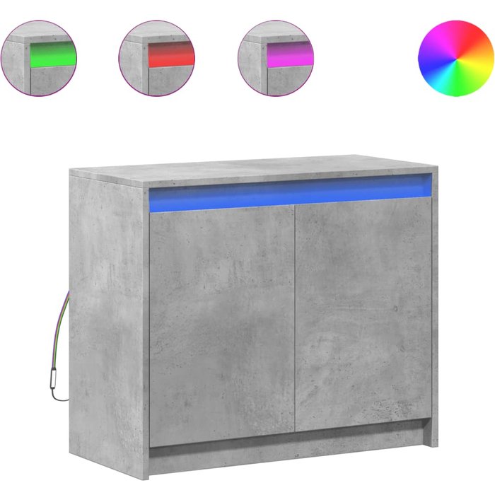 Aparador con led madera ingeniería gris hormigón 72x34x61 cm - comfortxl