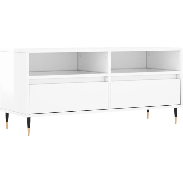 Mueble de tv de contrachapado blanco brillante 100x34,5x44,5cm - comfortxl