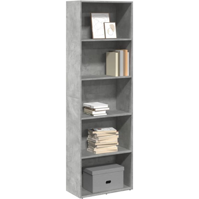 Librería gris hormigón 60x30x189 cm de madera contrachapada