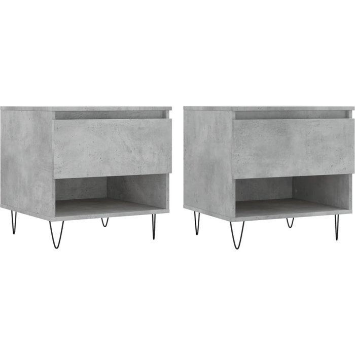 Mesas centro 2 uds madera ingeniería gris hormigón 50x46x50 cm