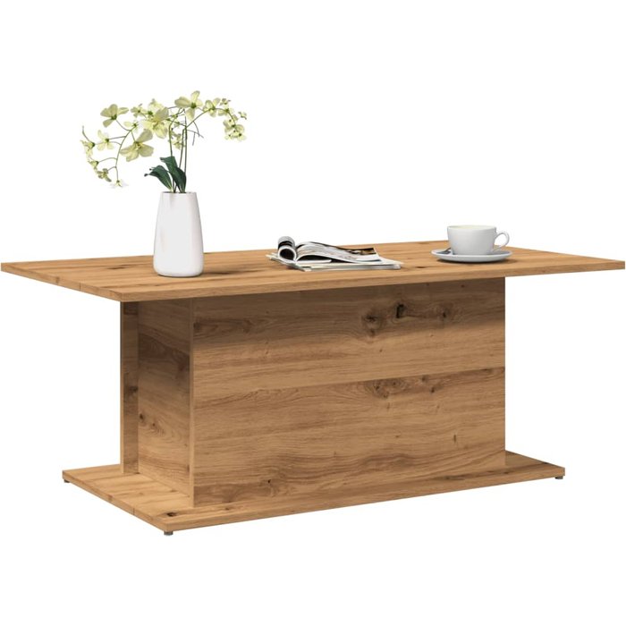 Mesa de centro artesanal de roble 102x55,5x40 cm de madera de contrachapada