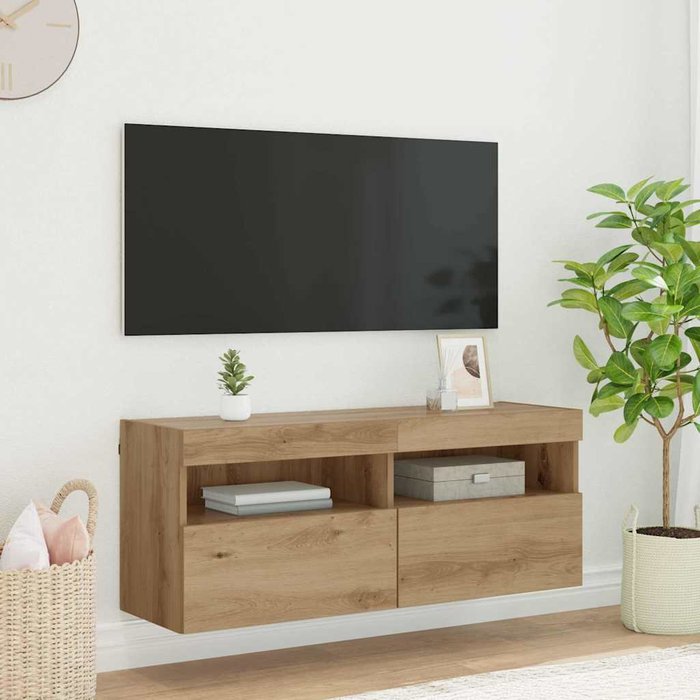 Mueble de tv de pared, roble artesanal, 100 x 30 x 40 cm