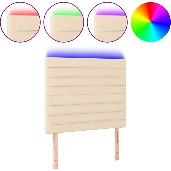 Cabecero cama - mueble cabecero con luces led tela crema 80x5x118/128 cm