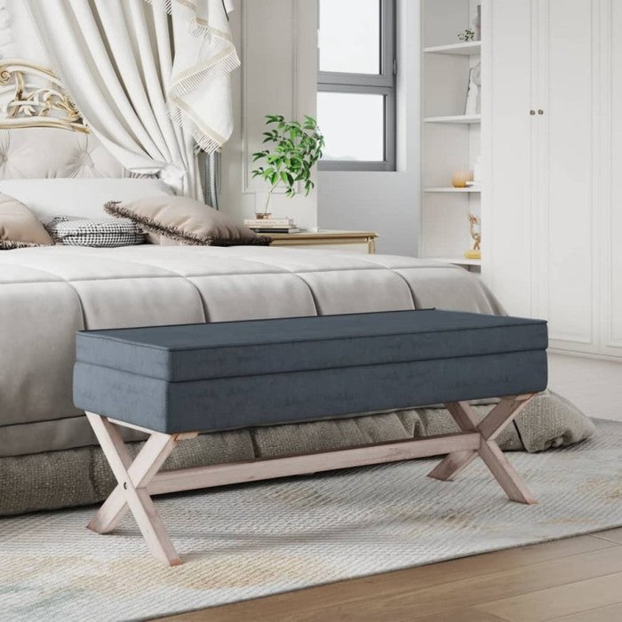 Vidaxl taburete con almacenaje terciopelo gris oscuro 110x45x49 cm