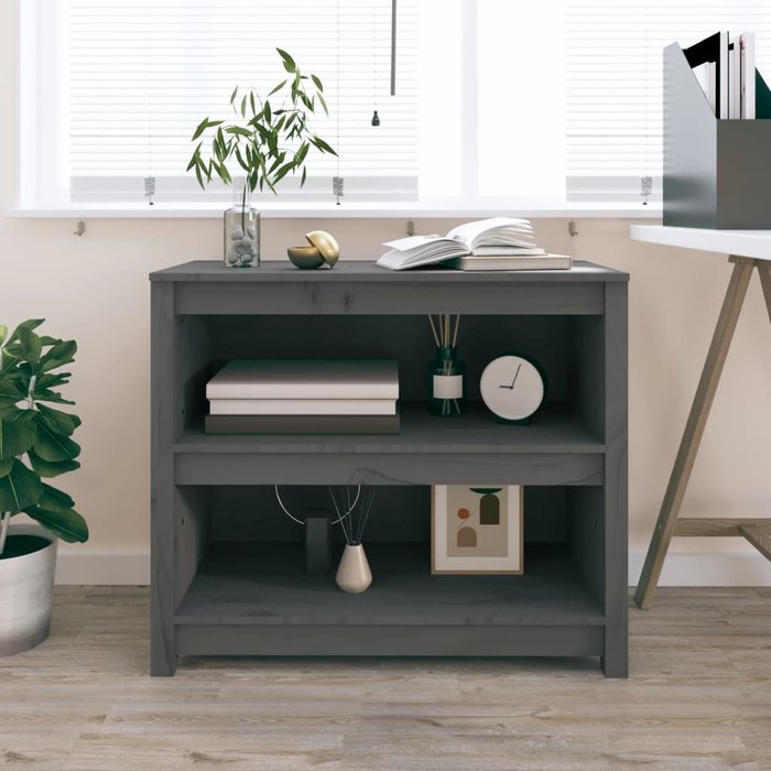 Librería gris 80x35x68 cm madera maciza de pino