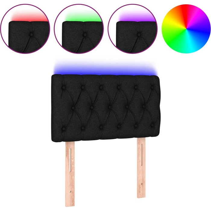 Cabecero cama - mueble cabecero con led de tela negro 80x7x78/88 cm