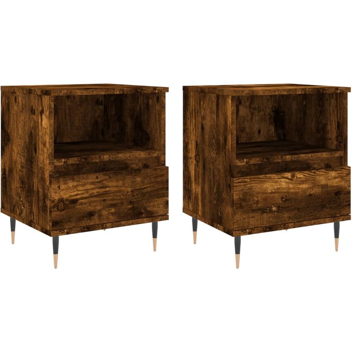Mesitas de noche 2 piezas roble ahumado 40x35x50 cm madera contrachapada