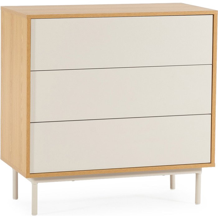 Cómoda de noche cuzco 3 cajones color roble/gris