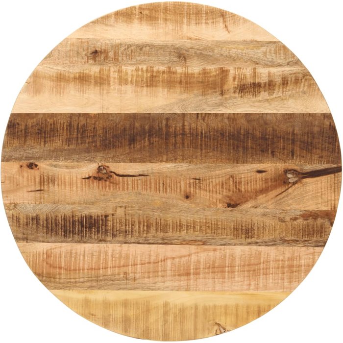 Tablero redondo de ø 70x2,5 cm fabricado en madera maciza de mango sin acabado.