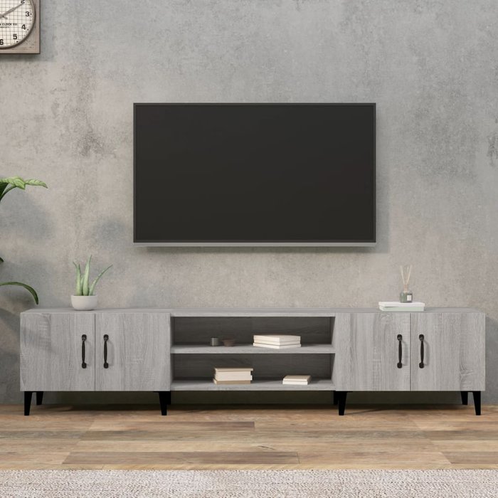 Mueble tv sonoma gris 180x31,5x40 cm madera contrachapada